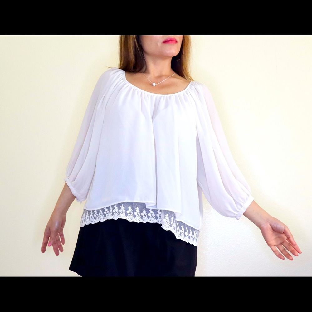White Blouse with Pretty Hem